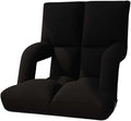 Adjustable 6-Position Floor ChairLazy Sofa Chair with Back SupportFolding Chaise Lounge Sofa Chair with ArmrestPadded Comfy Recliner Gaming Chairs for Living Room Bedroom (Black)