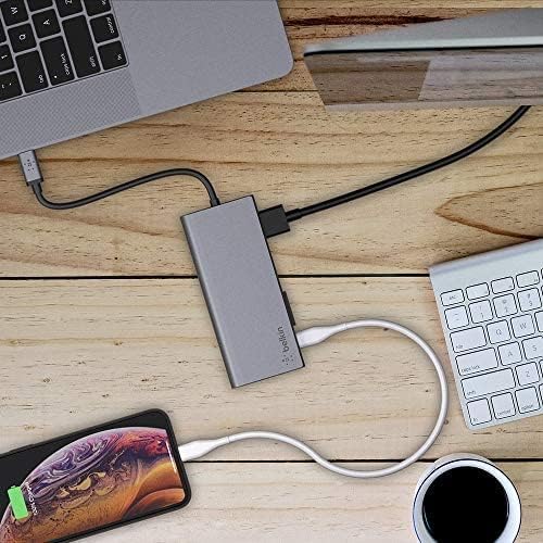 Belkin USB-C Hub 6-in-1 Multi-Port Docking Station for iPad iPad Pro iPad mini MacBook &amp More - 60W Power Delivery 3.0 4K HDMI USB-A Ethernet &amp SD Card Ports