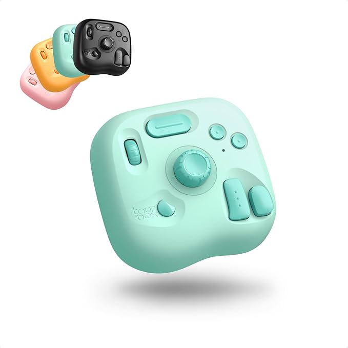 TourBox Lite Bluetooth Oasis Series - Compact Editing Keyboard Macro Controller with Custom Software for Digital Artist Photographer Editor and Content Creator Color Your Efficiency (Aqua Green)