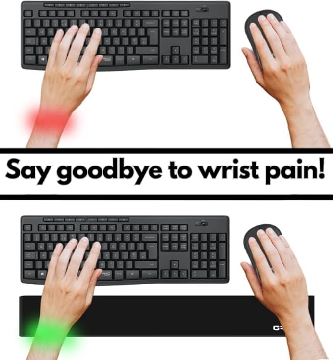 GRIFITI Slim Wrist Pad 24 x 4 x 0.375 Inch Extra Long Slim Profile Keyboard &amp Mousepad Wrists Rest for 1/4 Inch Thick Slim Keyboard with Trackpad or Mouse Ergonomic Support