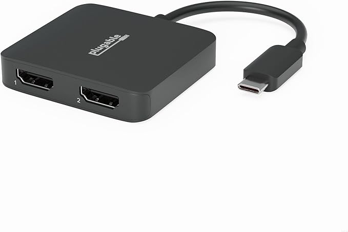 Plugable USB C to HDMI Adapter for Dual Monitors 4K 60Hz Compatible with Windows Chromebook USBC Thunderbolt USB4 Laptops MST Extended Display Type C Multi HDMI Port Adapter Driverless USBC-MSTH2