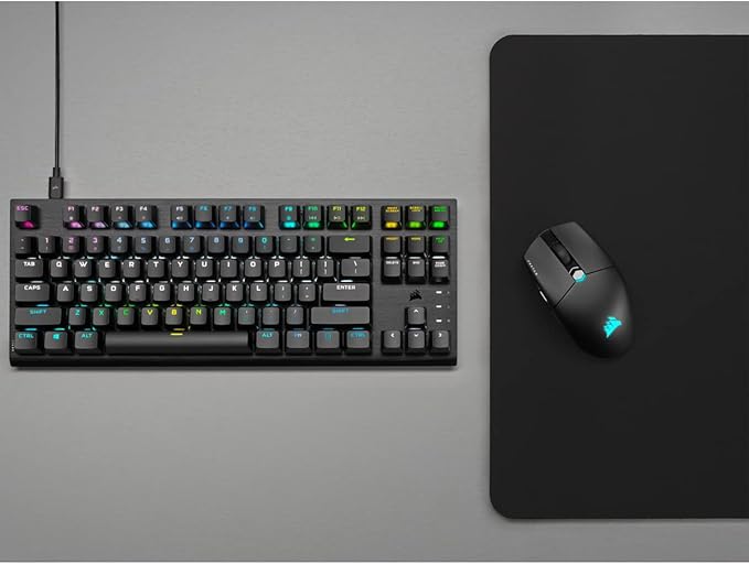 Corsair K60 RGB TKL RGB Tenkeyless Optical-Mechanical Wired Gaming Keyboard - OPX Switches - Polycarbonate Keycaps - iCUE Compatible - QWERTY NA Layout - Black