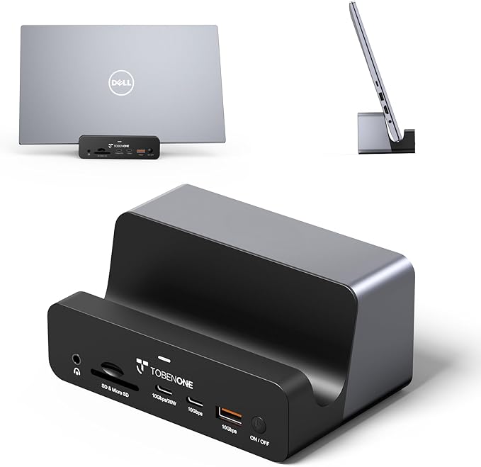 TobenONE 18-in-1 Triple 4K@60Hz Monitor Docking Station with 150W Power Supply USB C Laptop Docking Station Stand(Single 4K@144Hz) 2.5Gbps Ethernet 2 HDMI &amp DP 8 USB for Windows&ampChromeOS