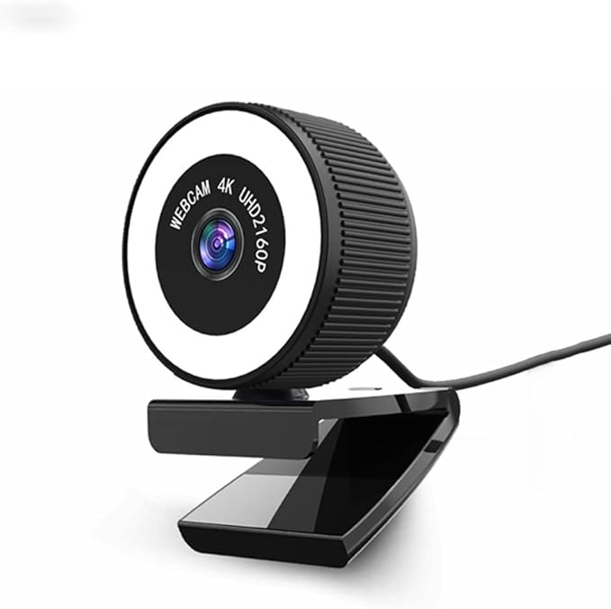 Webcam 4k Web Camera Adjustable Brightness Fill Lamp with Microphone for Computer Video Calling Conference Work