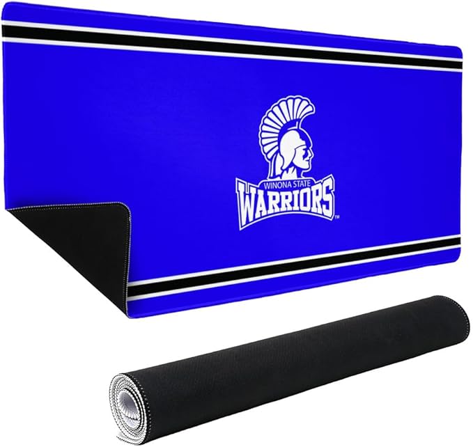 Winona State Warriors Primary Logo Stripes Large Gaming Mouse Pad Desk Mat with Stitched Edges Non-Slip Base for Gamer Home and Office 31.5 x 15.7