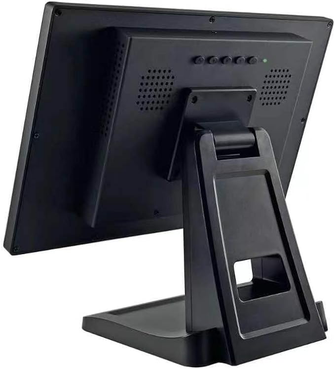 ANGEL POS 15.6 Inch 1920 x 1080 FHD IPS Touchscreen POS Monitor with Metal Stand 10 Points Touch HDMI VGA Waterproof Dustproof Screen 1080P Indusitrial Office Retail Gym Warehouse (Black)