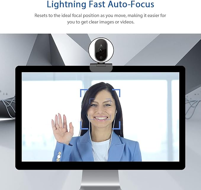 NexiGo N680E 1080P Webcam with Ring Light Privacy Cover and Dual Microphone Advanced Auto-Focus Adjustable Brightness Streaming Web Camera for Zoom Skype Facetime PC Mac Laptop Desktop
