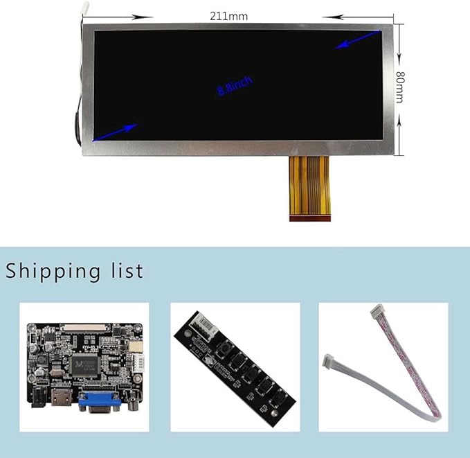VSDISPLAY 8.8 8.8 Inch 1280x480 LCD Screen CLAA088WA01 XN with VGA AV LCD Controller Board KYV-N5 V4