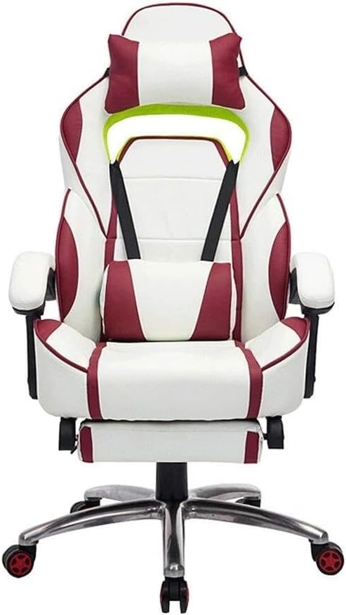 Ergonomic Racing Office Gaming Chair with Footrest Lumbar Cushion Reclining Back PU Leather Swivel Base(3 Sets)