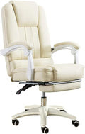 Office Chair Boss Chair Computer Chair Office Chair Reclining Gaming Seat PU Leather Chair with Footrest Ergonomic Swivel Chair Chair (Color : Off-White) Needed