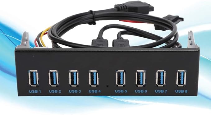 Front Panel USB 3.0 Hub 8 Port19 Pin to 8 Port USB 3.0 Hub for PC 8 Ports Hub Optical Drive Extension Front Panel Adapter for PC Computer Case Front Bay