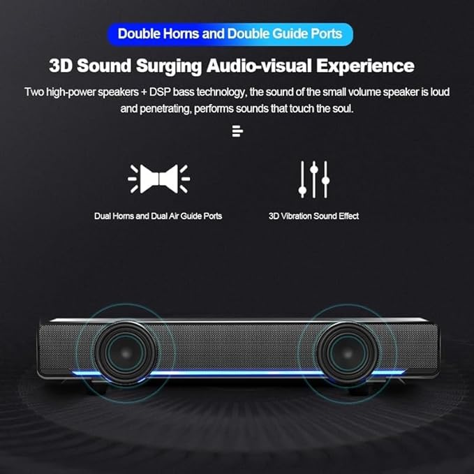 Wired Powerful Computer Speaker Bar Stereo Subwoofer Bass Surround Sound Box for PC Laptop Phone