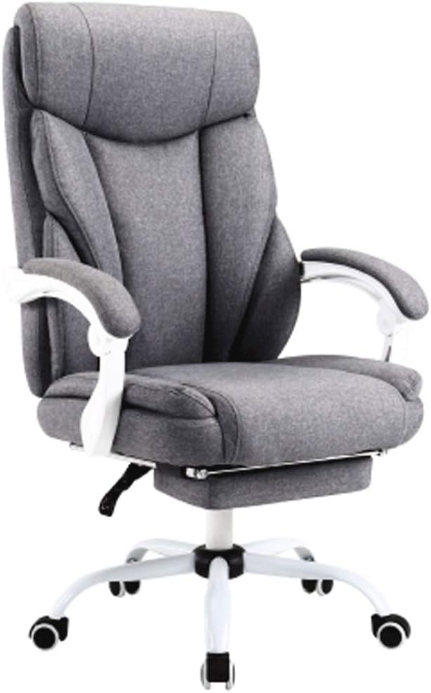 YYDS Chair Cotton Linen Gaming Chair High-Back Executive Ergonomic Swivel Chair for Home and Office Computer Chair Esports Chair Ergonomically (Color : Grey Size : with footrest)