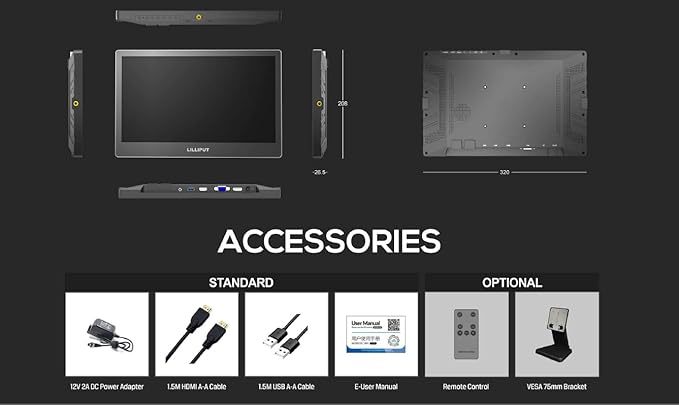 LILLIPUT 13.3 inch FA1330 Series Full Lamination Screen 1920×1080 Industrial-Grade Monitor (FA1330/T- Touch Version)