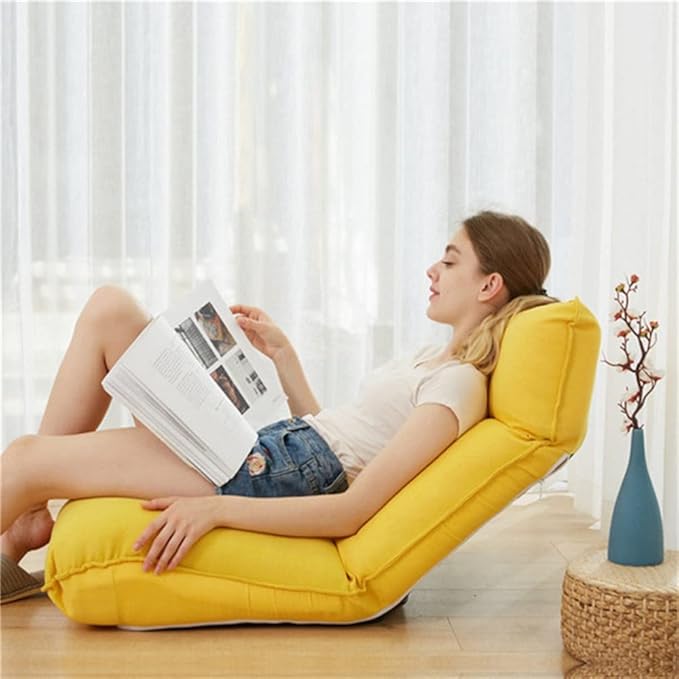Office Chair Gaming Chair Computer Chair Adjustable Floor Chair for Window Lounge Chaise Backrest 14-Position Folding Lazy Recliner Upholstery Chair
