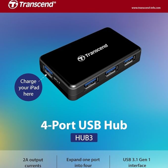 Transcend USB 3.0 4-Port Hub TS-HUB3K Black