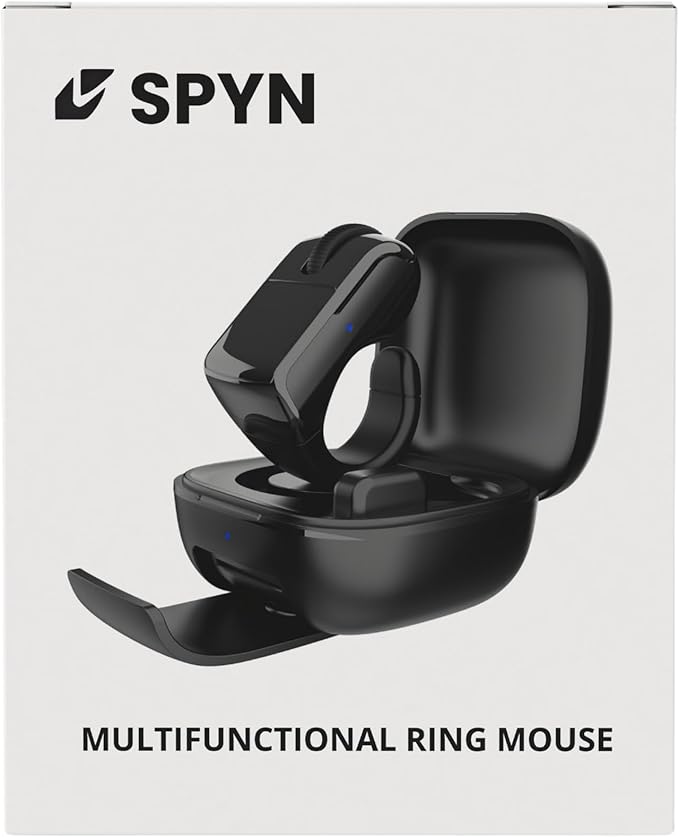SPYN Multifunctional Wireless Ring Mouse PROFinger Ring Mouse with TouchTrackpad Bluetooth/Wireless Scroller for iPhone/Android/PC/Laptops/Tablets/SmartTVs RemoteControl for Camera/Video Recording
