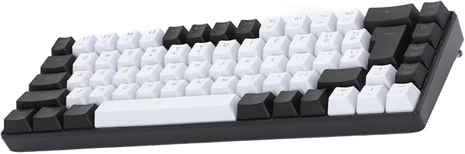 Membrane Gaming Keyboard with 68 Keys Contrast Color Mechanical Feel for Entertainment and Working with USB Connection System (Black and White)