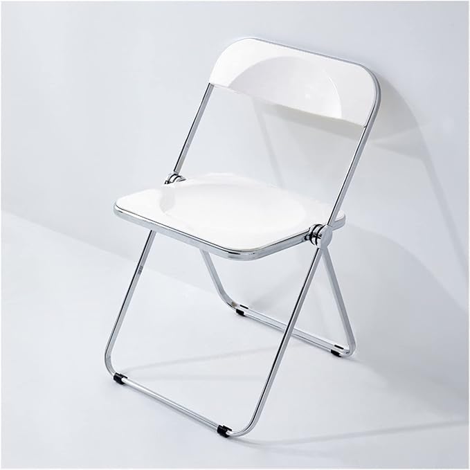 Adjustable Office Computer Chair with Armrest Dining Chairs Kitchen Folding Backrest Home Chair Transparent Furniture(White)