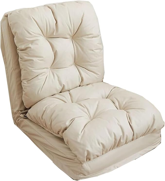 GIZNXBA Floor Chair Adjustable Folding Floor Gaming Chair Japanese Floor Chair with Back Support Lazy Sofa Bed One Seater Sofa Adjustable Lounge Recliner Chair for Living Room(/Beige)