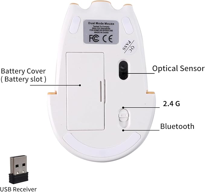 Bluetooth Mouse 2.4G Mice Cute Cartoon Pig Dual Mode (Bluetooth or 2.4 GHz Receiver) Computer Mouse 1200DPI Silent Clicks Mice for Laptop/Notebook/iPad/PC/Mac/Chromebook Office Home(Yellow)
