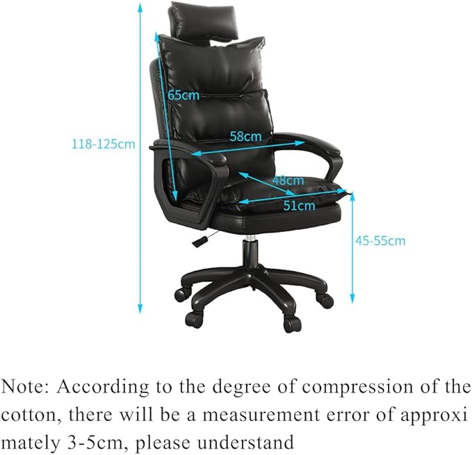 Office Chair Executive Computer Desk and Chair PU Leather Adjustable Height Modern Executive Swivel Sofa Work Chair Ergonomic Waist Support DesignBlackA