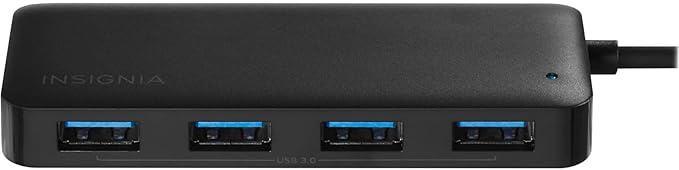 Insignia 4-Port USB-C Hub Fast Data Transfer USB Splitter Expander for Laptop Xbox Flash Drive HDD Console Printer Camera MacBook Surface PC Black