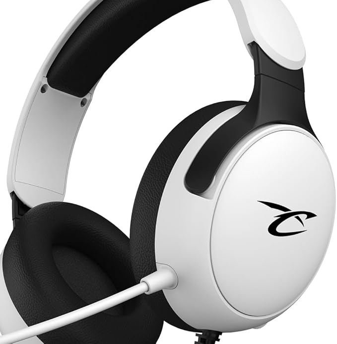 Subsonic - Astra gaming headset for PS5 PS4 PC Xbox gamer headset with 40 mm speakers tiltable microphone integrated volume control and mute button - White and black