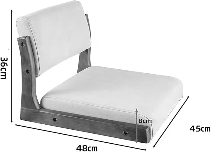 ELEFOCUS Bedroom Legless Chair Floor Chair Timber Lazy Artificial Leather Cushion Back Support Tatami 45X48X36CM(E)