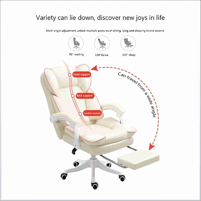Office Computer Chair White Gaming Chairs Reclining Office Chair with Footrest with Ergonomic High Back Office Chair ?for Adults Teens Desk Chair Designed for Sedentary PeoplePink ( Color : Yellow )