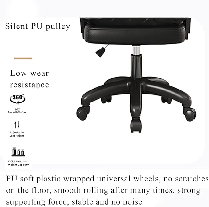 Office Chair Executive Computer Desk and Chair PU Leather Adjustable Height Modern Executive Swivel Sofa Work Chair Ergonomic Waist Support DesignBlackA