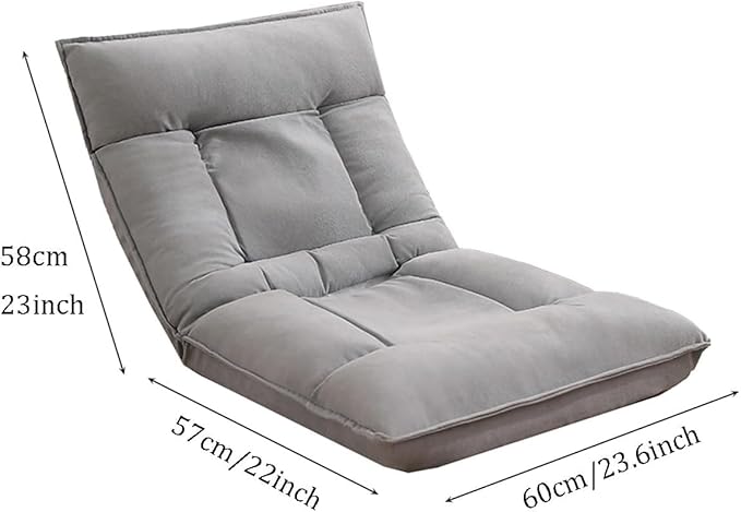 ELEFOCUS Bedroom Gaming Floor Chairs for Adults Folding Lazy Sofa Chair with 5-Position Adjustable Headrest Backrest Foldable Chaise(Beige)