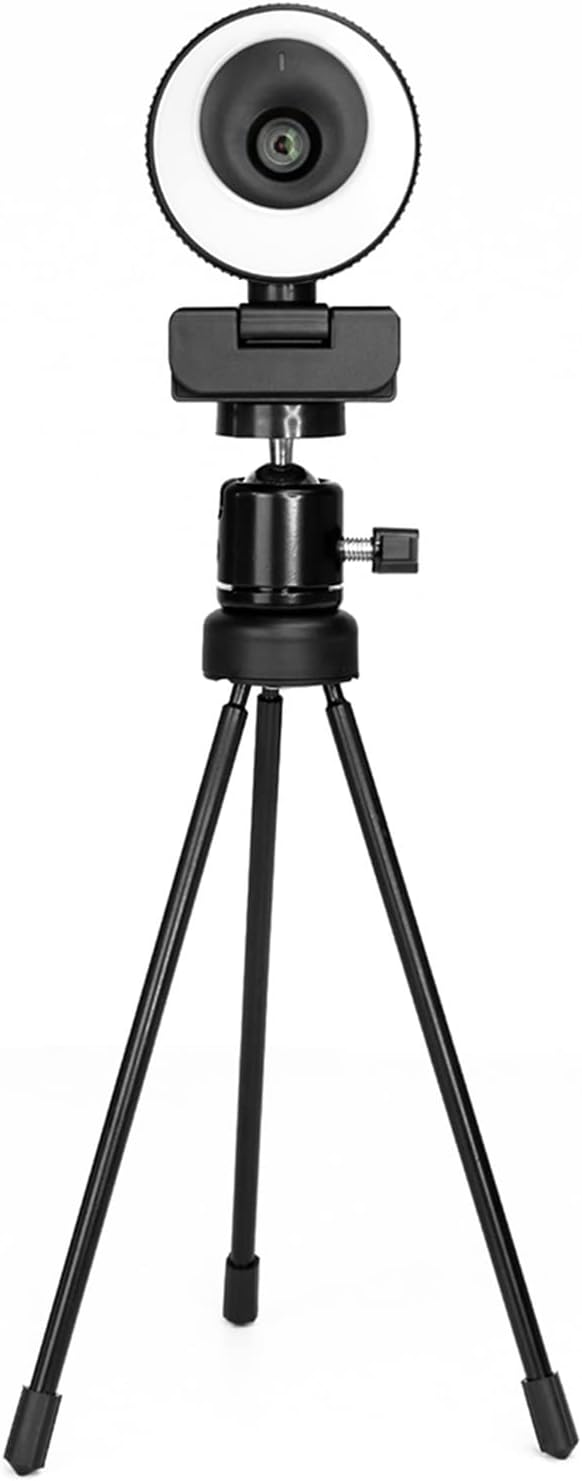 Web Camera 1080P Webcam 60FPS Autofocus HD Web Camera with Microphone Ring Light Web Cam for PC Computer Camera for Gaming Video Calling Recording (Color : 60FPS with Tripod)