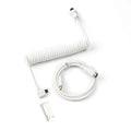 Keychron White Coiled USB-C Angled Aviator Cable for K Series (Pro/Max/HE) 5-Pin GX12 Detachable Metal Connector USB-A Adapter Durable Braided Cable for Mechanical Keyboards Charging &amp Data Sy