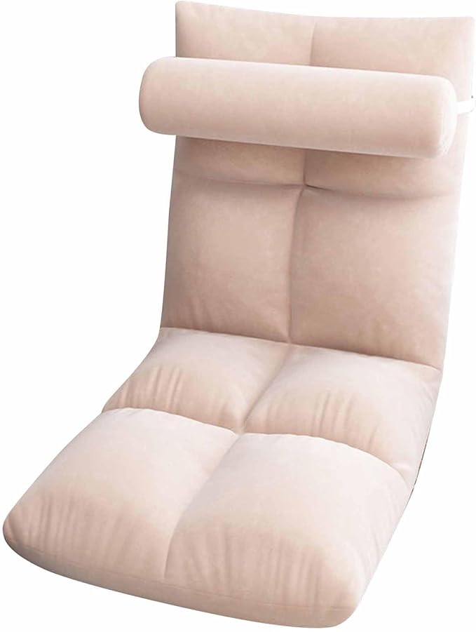 Floor Chair with Back Support Floor Sofa Chair Sleeper Bed Couch Recliner Floor Gaming Chair Padded Sleeper Bed Meditation Chair for Adults (Pink)