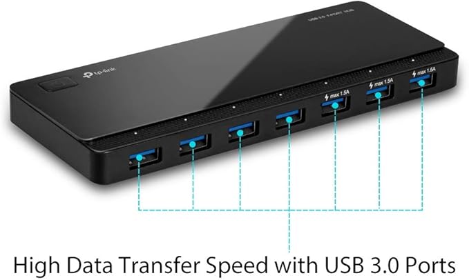 TP-Link [2nd Gen] TP-Link 7-Port USB 3.0 Ultra Slim Hub Including 3 BC 1.2 Charging Ports up to 5V / 1.5A. Compatible with Windows Mac Chrome &amp Linux OS with Power On/Off Button (UH700)