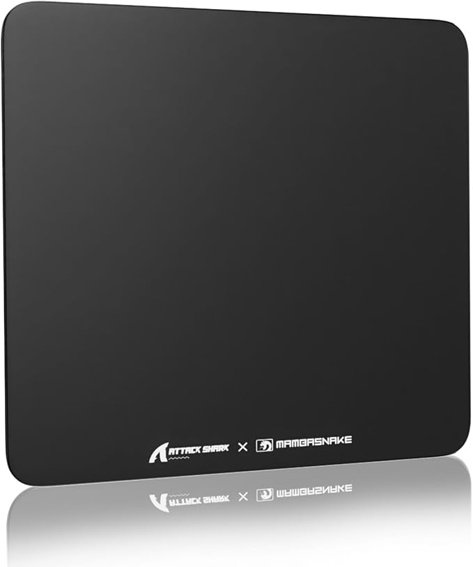 ATTACK SHARK CM05 Glass Gaming Mouse Pad17.7x15.7 in Large Mouse MatNon Slip 9H Hard MousepadsNano-Textured Glass Surface with Improved Precision and Speed for FPS Players-Pure Black