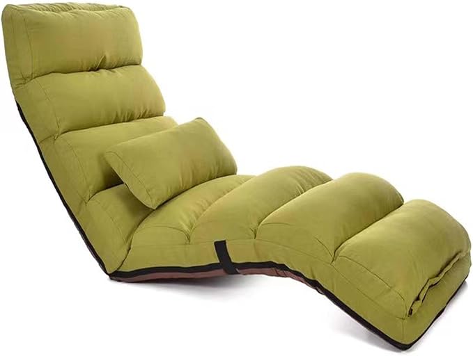 Floor Chairs with Pillow for AdultsFloor Gaming Chair with 3 Position Adjustable Head、Back and Knee SupportNo Assembly Folding Lazy Sofa Chair for GamingSleepingReading