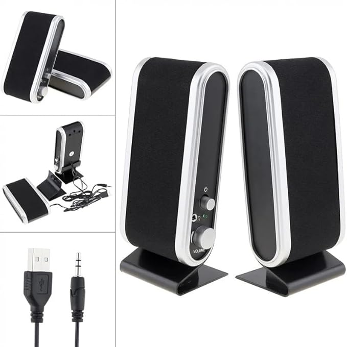 USB2.0 Wired Power Speaker Stereo 3.5mm Audio Jack PC Laptop for Notebook Desktop Computer Headset
