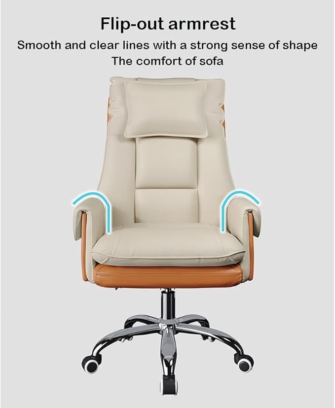 POKENE Computer Chair with MassageGaming Chairs with 7-Point VibrationComputer Chair High Back Chairs with WheelsHome Office Chair for Bedroom with Wheels (Color : Beige B)