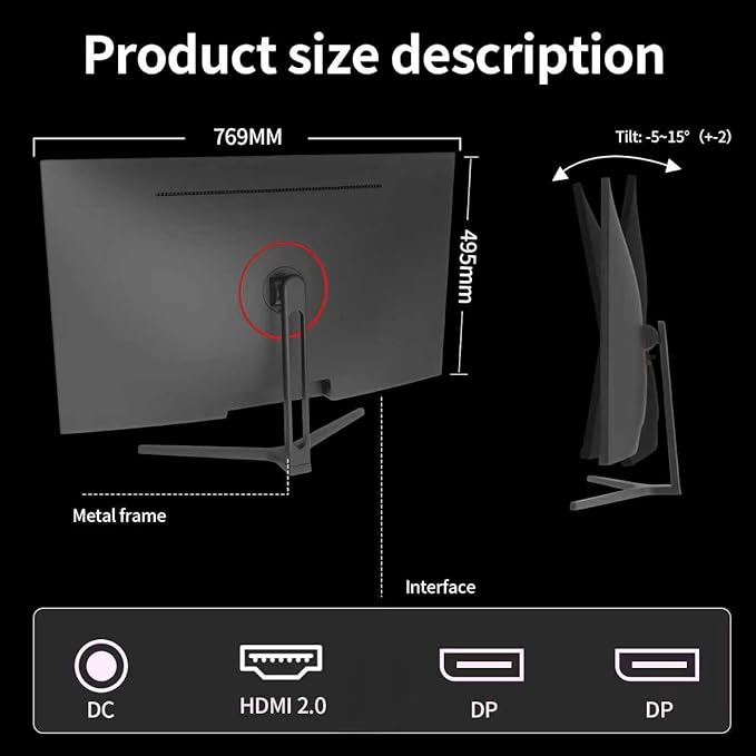 ZZA 32 Inch Computer Monitor 4K UHD Ultra-Clear (3840×2160p) IPS Screen 100% sRGBHDR10178° Viewing Angle Display Port/HDMI Compatible with Wall mounting 100 * 100MM