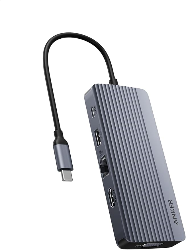 Anker 10-in-1 USB C Hub Dual-Display USB C Docking Station One 4K@30Hz HDMI 1080p VGA 100W Power Delivery 5 Gbps USBC&ampA Data Ports for Dell XPS Dell Vostro 5320 Laptop and More
