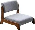 ELEFOCUS Floor Chair with Back Support Tatami Chair with Cushion Meditation Floor Seat for Bay Window Living Room Bedroom(/Gray aWalnut)