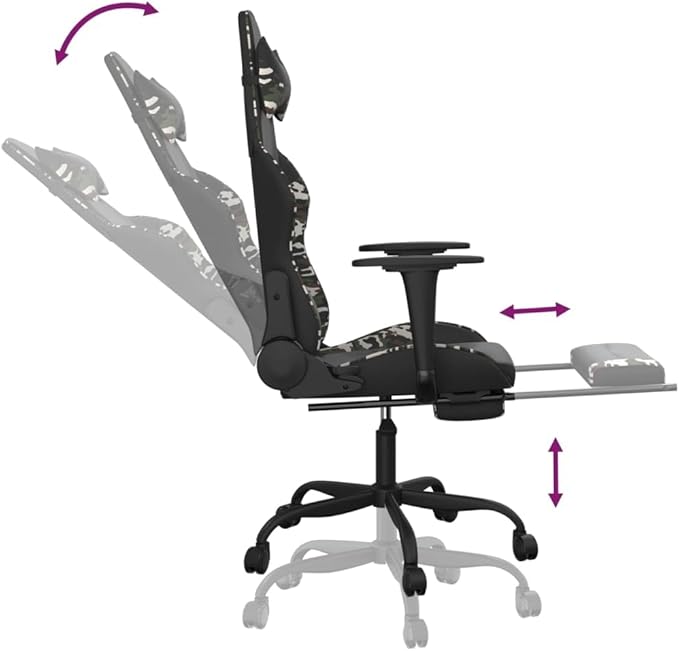 Gaming Chair with FootrestFaux Leather Computer Game ChairOffice ChairErgonomic Desk Chair PC Gaming Chair for Adults Teens(Black&ampCamouflage) -AA