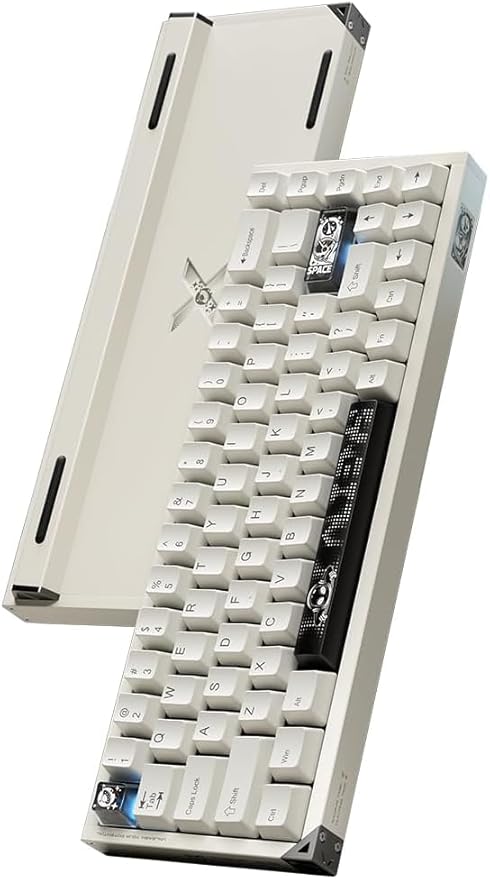 Defender 68 PC Gaming Keyboard Wired 0.01mm Precision Magnetic Switch Hot Swappable PBT Keycaps RGB 128K Polling Rate IP57 Full Aluminum CNC Housing Compatible with Mac(White)