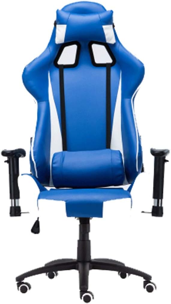 YYDS Chair Racing Style Gaming Chair Executive Ergonomic Swivel Chair with Headrest and Lumbar Pillow Lifting Handrail Esports Chair Ergonomically (Color : Blue Size : Steel feet)