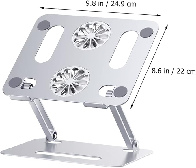 NUOBESTY Laptop Cooling Pad for Laptops Under Adjustable Aluminum Alloy Stand with Dual Cooling Fans for Enhanced Airflow and Ergonomic Support