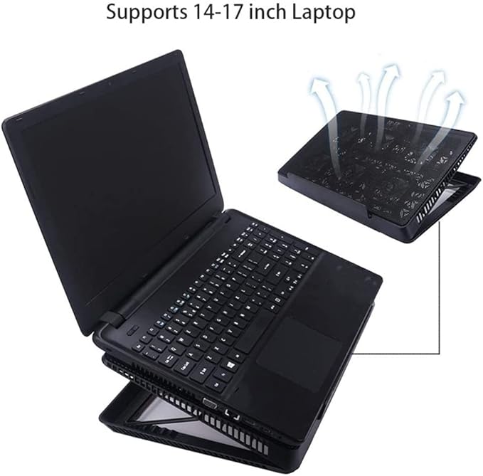 Laptop Cooling Pad Laptop Cooler with 6 Quiet Fans for 15.6 Inch Laptop Cooling Fan Stand Portable Slim USB Powered Gaming Laptop Cooling Pad