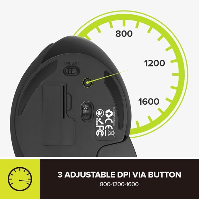 DELUX Ergonomic Vertical Mouse Wireless Ergo Mouse for Large Hands 2.4G Connection Silent Clicks Up to 1600 DPI6 Buttons Removable Wrist Rest Compatible with Laptop/PC (M618Plus Wireless-Black)
