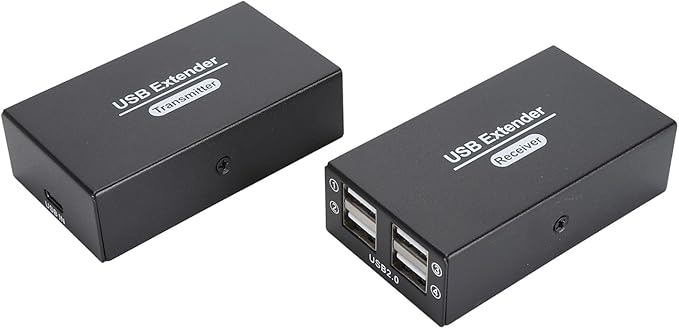 USB Extender Ethernet RJ45 LAN Extension Transmit 120m/394ft Over Single Ethernet Cat5e 6 7 Up to 480Mbps with 4 USB 2.0 Hub for for OS X for Android for Linux (US Plug)